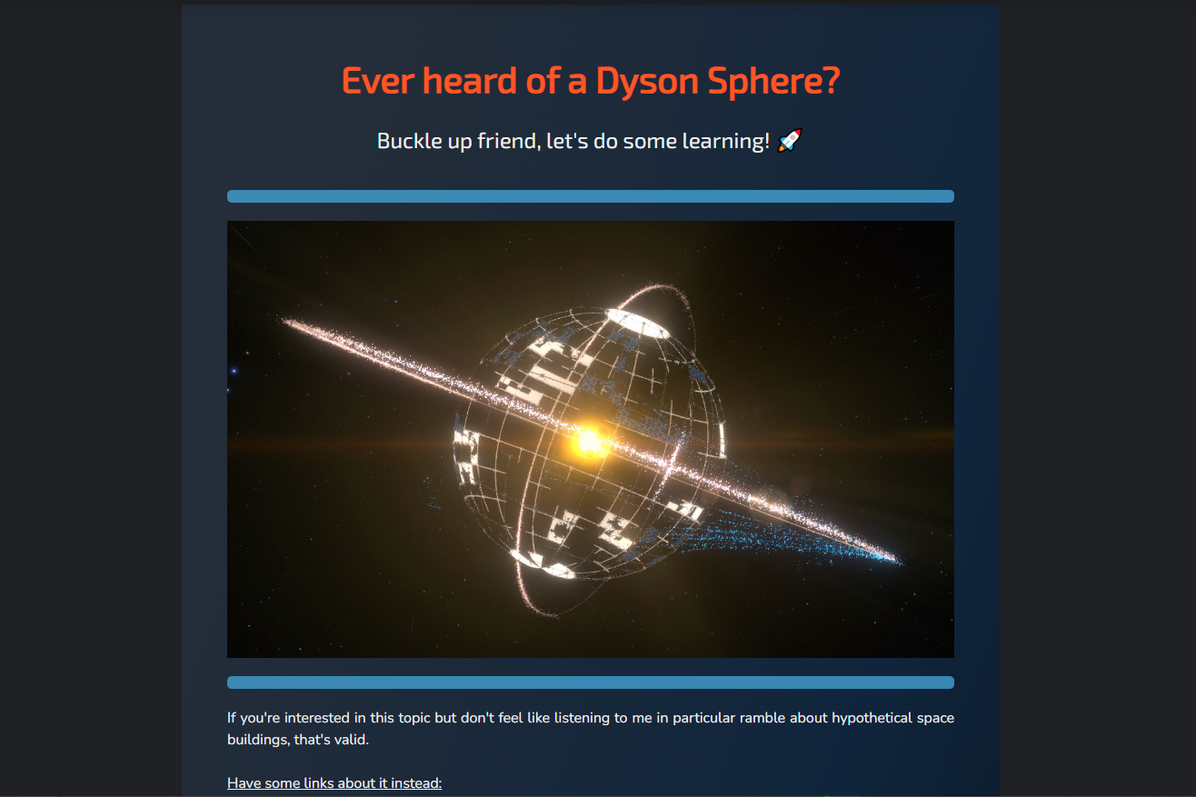 Dyson Sphere Landing Page